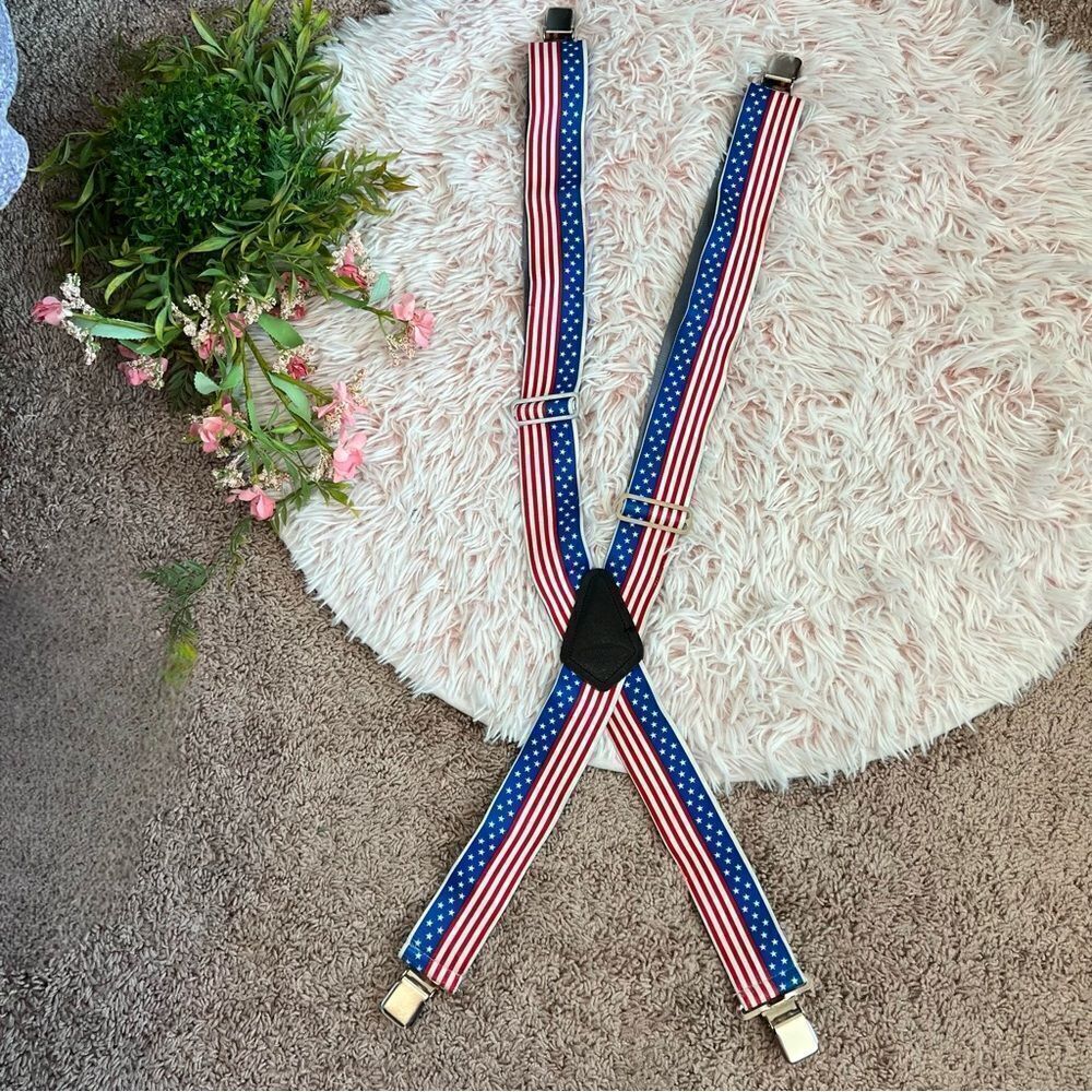 McGuire Nicholas Heavy Duty Workwear USA American Flag Patriotic Suspenders